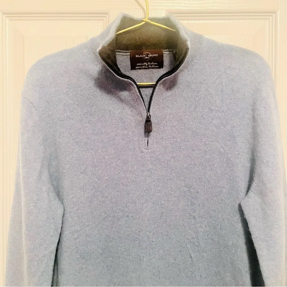 Black Brown 1826 Cashmere Quarter- Zip Sweater NWOT